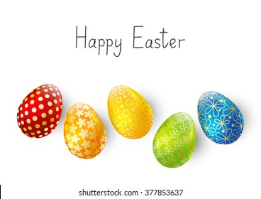 Color Easter Eggs On White Background