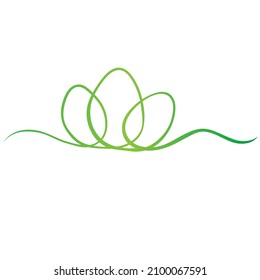 Color easter eggs one line border hand drawn for holiday card design