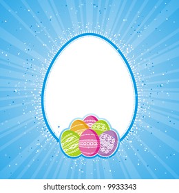 color easter eggs over blue  background, vector