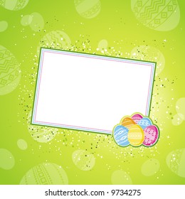 color easter eggs over green  background