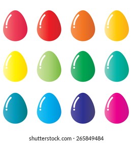 Color Easter eggs set on a white background 