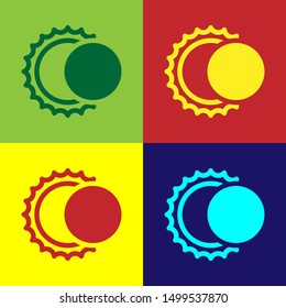 Color Eclipse of the sun icon isolated on color background. Total sonar eclipse.  Vector Illustration