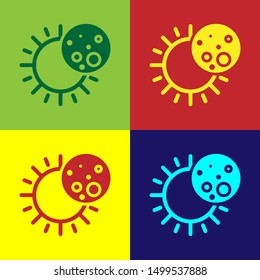 Color Eclipse of the sun icon isolated on color background. Total sonar eclipse.  Vector Illustration