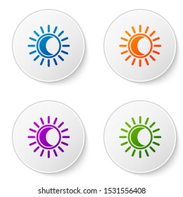 Color Eclipse of the sun icon isolated on white background. Total sonar eclipse. Set icons in circle buttons. Vector Illustration