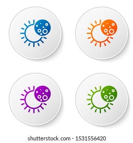 Color Eclipse of the sun icon isolated on white background. Total sonar eclipse. Set icons in circle buttons. Vector Illustration