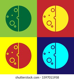 Color Eclipse of the sun icon isolated on color background. Total sonar eclipse.  Vector Illustration