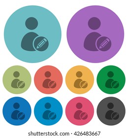 Color Edit user account flat icon set on round background.