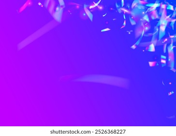 Color Effect. Glare Pattern. Laser Iridescent Illustration. Hologram Confetti. Falling Banner. Rainbow Design. Blue Happy Ribbon. Birthday Background. Purple Color Effect