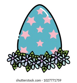 color egg easter with star and flower decoration