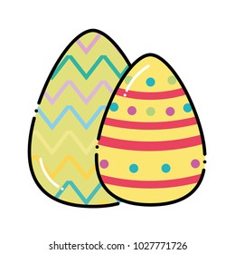 color eggs easter with figures points to holiday celebration