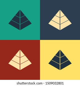 Color Egypt pyramids icon isolated on color background. Symbol of ancient Egypt. Vintage style drawing. Vector Illustration