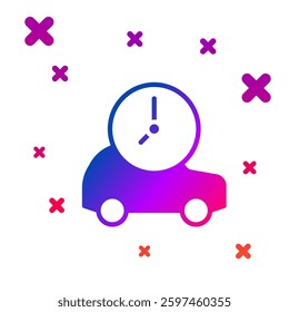 Color Electric car and electrical cable plug charging icon isolated on white background. Renewable eco technologies. Gradient random dynamic shapes. Vector