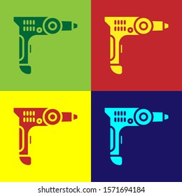 Color Electric drill machine icon isolated on color background. Repair tool.  Vector Illustration