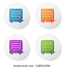 Color Electric heater icon isolated on white background. Infrared floor heater with remote control. House climate control. Set icons in circle buttons. Vector Illustration