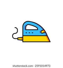 Color Electric iron icon isolated on white background. Steam iron. Flat filled outline style with shadow. Vector
