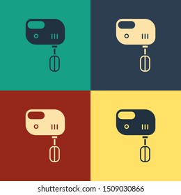 Color Electric mixer icon isolated on color background. Kitchen blender. Vintage style drawing. Vector Illustration