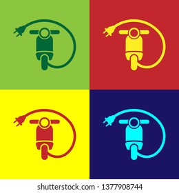 Color Electric scooter icon isolated on color backgrounds. Vector Illustration