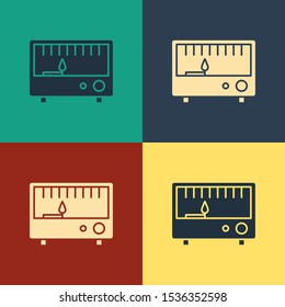 Color Electrical measuring instruments icon isolated on color background. Analog devices. Electrical appliances. Vintage style drawing. Vector Illustration