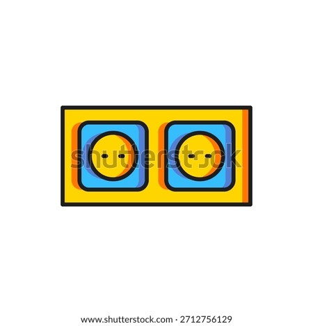 Color Electrical outlet icon isolated on white background. Power socket. Rosette symbol. Flat filled outline style with shadow. Vector