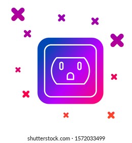 Color Electrical outlet in the USA icon isolated on white background. Power socket. Gradient random dynamic shapes. Vector Illustration