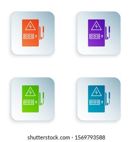 Color Electrical panel icon isolated on white background. Set icons in square buttons. Vector Illustration