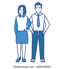 color elegant businesspeople with clothes and hairstyle design