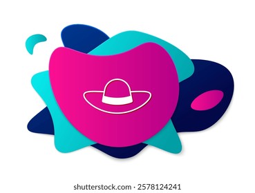 Color Elegant women hat icon isolated on white background. Abstract banner with liquid shapes. Vector