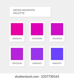 Color element. Trend pallete of color. Neon pink magenta color pallete. Swatch love shade tone valentine vibes trendy and modern