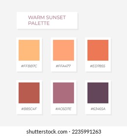 Color element  Trendy stylish pallete color  Sunset color pallete  Swatch stylish shade tone and hex code