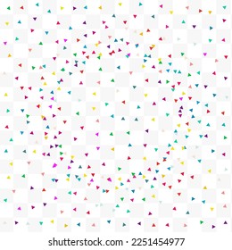 Color Elements Carnaval Vector Transparent Background. Celebration Triangle Card. Festival Confetti Illustration. Rainbow Geometric Decoration Backdrop.