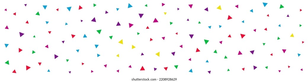 Color Elements Celebration Vector White Panoramic Background. Festive Geometric Pattern. Invitation Triangle Card. Rainbow Shapes Flying Backdrop.