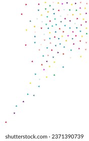 Color Elements Christmas Vector White Background. Festive Confetti Invitation. Fun Shapes Wallpaper. Rainbow Triangle Celebrate Backdrop.