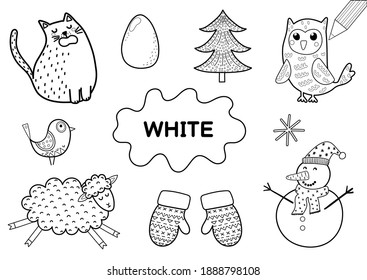 Color the elements in white. Coloring page for kids. Educational material for school and preschool. Vector illustration 