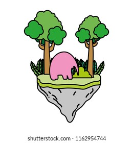 color elephant animal with trees in the float island