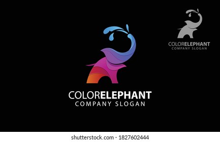 Color Elephant Vector Logo Template on black background. This logo a professional clean and elegant can be used for design studios, agencies architectural, marketing, software development and app, etc