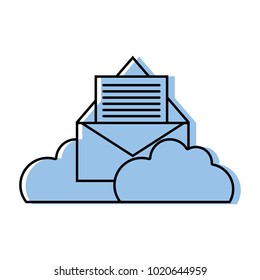 color e-mail letter with document information and clouds