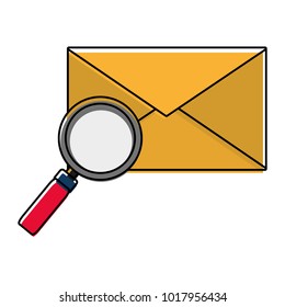 color e-mail letter message with magnifying glass