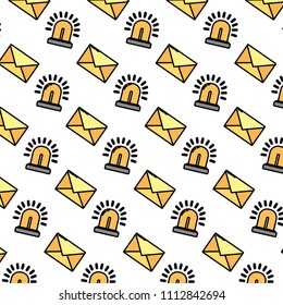 color e-mail message and light siren background