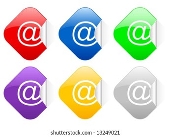 Color e-mail square stickers. Vector illustration