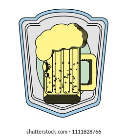 color emblem with foam beer glass liquor