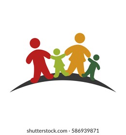 color emblem pictogram with family group
