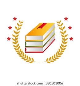 color emblem with stacking books and olive branchs