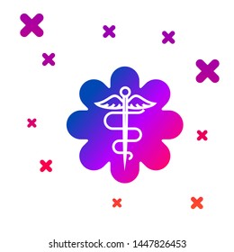 Color Emergency star - medical symbol Caduceus snake with stick icon isolated on white background. Star of Life. Gradient random dynamic shapes. Vector Illustration