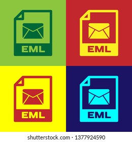 Color EML file document icon. Download eml button icon isolated on color backgrounds. EML file symbol. Vector Illustration