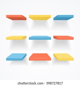 Color Empty Shelves. Ready For Your Design. Vector illustration