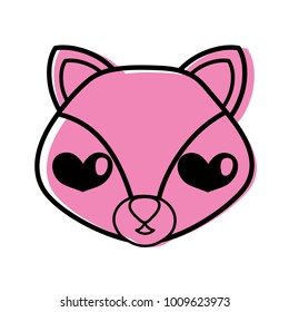 color enamored fox head cute animal