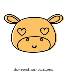color enamored hippopotamus head wild animal