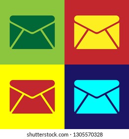Color Envelope icon isolated on color backgrounds. Email message letter symbol. Flat design. Vector Illustration