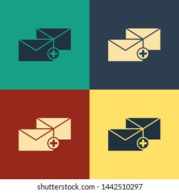 Color Envelope icon isolated on color background. Received message concept. New, email incoming message, sms. Mail delivery service. Vintage style drawing. Vector Illustration Color Envelope icon isolated on color background. Received message concept. New, email incoming message, sms. Mail delivery service. Vintage style drawing. Vector Illustration