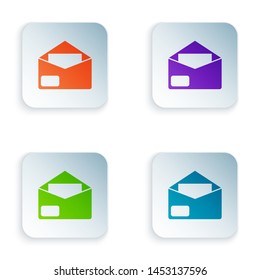 Color Envelope icon isolated on white background. Email message letter symbol. Set icons in colorful square buttons. Vector Illustration